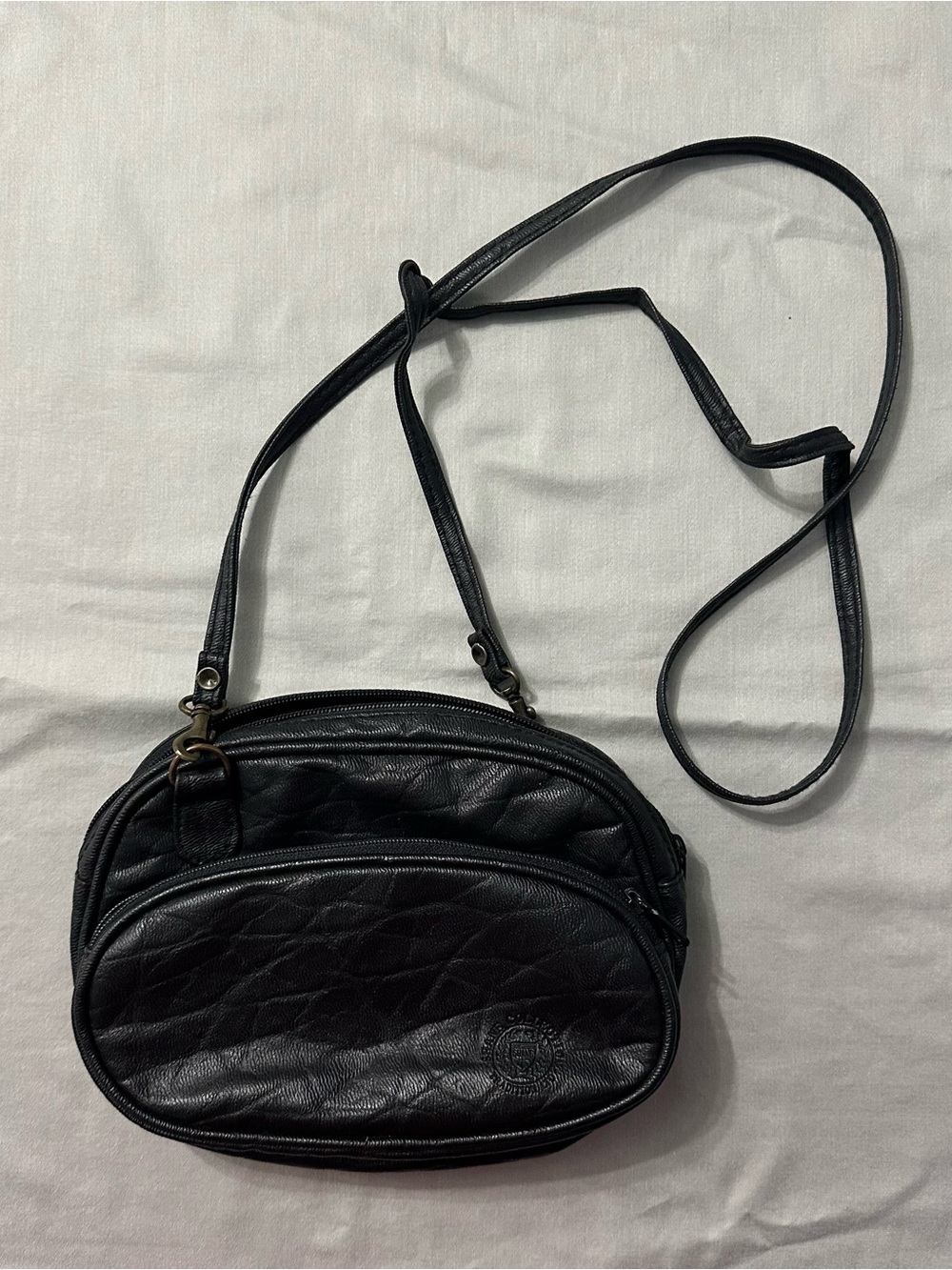 Vintage Shane Collection Crossbody Bag Black Faux Leather Small Camera Purse